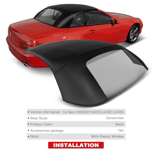 A-Premium Black Convertible Soft Top, Compatible with Mercedes-Benz by A-Premium - Image 6