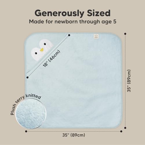 Image of KeaBabies Hooded Baby Towel for Newborn, Baby Bath Towels (Penguin, 35x35) | Viscose Derived from Bamboo, Large Baby Towels with Hood, Boys, Girls, Toddler, Soft Absorbent Baby Bath Essentials