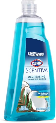 Image of Clorox Scentiva Liquid Dish Soap, Pacific Breeze and Coconut Scent - Ultra-Concentrated Dishwashing Liquid That Cuts Through Grease and Food Residue, Bleach-Free, 26 Fl Oz - 2 Pack