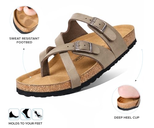 Image of AEROTHOTIC Recovery Slides for Women Cork Footbed Adjustable Straps Sandals