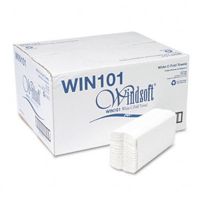 Windsoft 101 Embossed C-Fold Paper Towels, 10 1/10 x 13 1/5, White, 200/Pack, 12 Packs/Carton