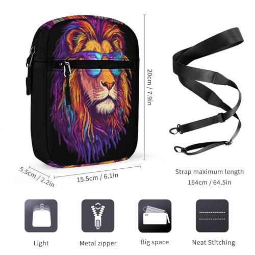 Rasta Lion with Glasses Women's Cute Small Mini Crossbody Bag Top Zip Sling Square Shoulder Bags2