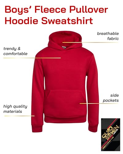 Quad Seven Boys Pullover Hoodie - 2 Pack Soft Fleece Basic Hooded Sweatshirt for Boys with Pockets (Sizes: 8-18)2