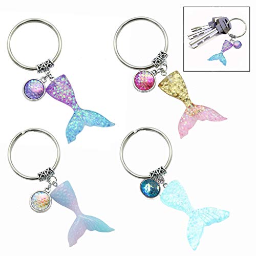 Preisvergleich Produktbild LHKJ 4 Stück Meerjungfrau Schlüsselanhänger,Meerjungfrau Schwanz Charme für Rucksack Auto Schlüsselanhänger