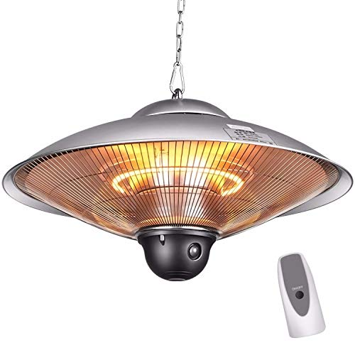 Deckenheizstrahler 2500W, Elektro Heizpilz Heizstrahler mit Fernbedienung, Terrassenstrahler Infrarot Wärmestrahler Terrasse Quarzstrahler