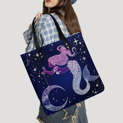 Sac à main sirène de la lune grand format carré au design féerique - 2