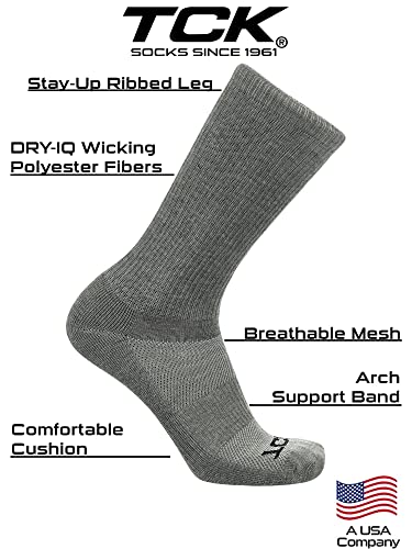 TCK Moisture Wicking Work Crew Socks for Men & Women- 9-11/10-13/13-15 Cushioned Boot Socks 6-pack 3-pack 12-pack2
