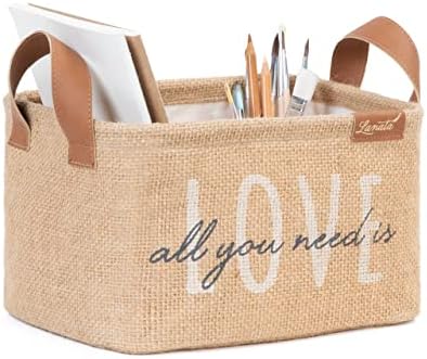 Ocean Home Textile Love Baskılı Dikdörtgen Jüt Sepet //24x17x14 - Görsel 1