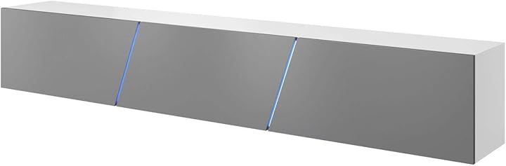 Credenza Con LED 160 Cm - Armadietto TV, 4 Cassetti, Luci 16 Colori, Bianco Lucido/Opaco - Foto 3