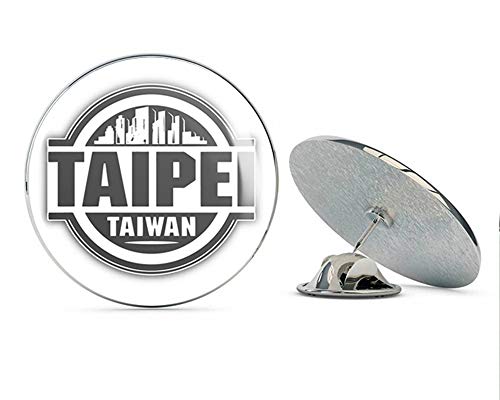 Taipei Taiwan Skyline Label Round Metal 0.75