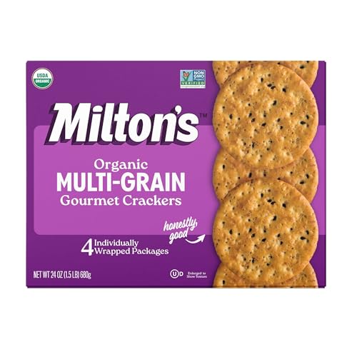 Milton's Organic Crackers, Multi-Grain - Certified Organic, Non-GMO Project Verified, Kosher, Made With 4 Whole Grains & 3 Seeds, Great for Charcuterie Boards - 24 Oz, Pack of 1