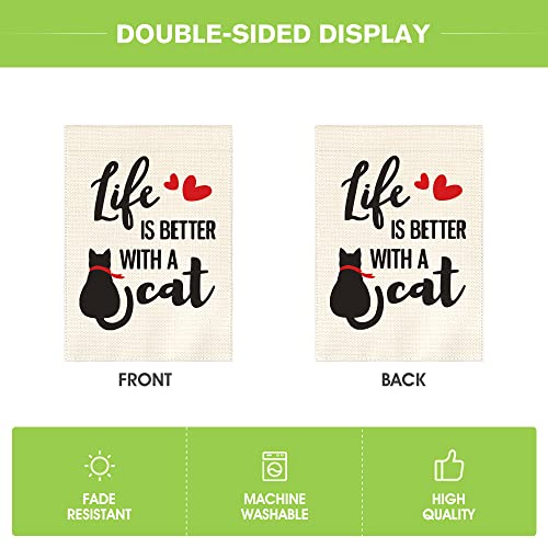 Drapeau de jardin double face avec motif chat cœur pour décoration extérieure - 7