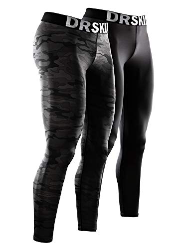 DRSKIN 2 Pack Menâ€™s Compression Pants Dry Cool Sports Baselayer Running Workout Active Tights Leggings Yoga (Classic (B01 1P+MBB02 1P), XL)