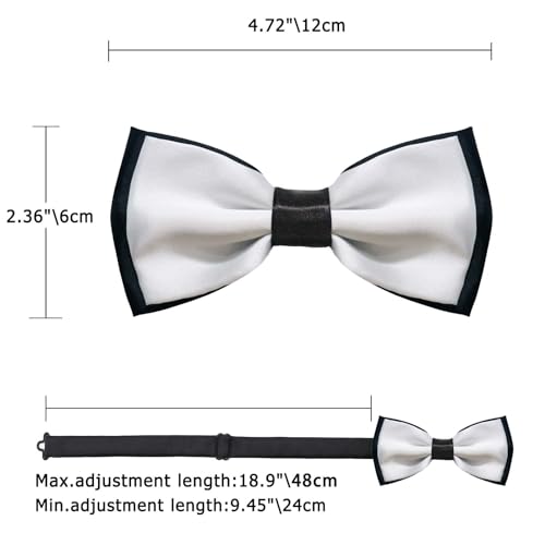 Image of LJBFNN Bow Ties for Men Pre Tied Mens Bow Tie, Adjustable Bowties Men Black and White Bow Tie for Wedding /Party /Casual