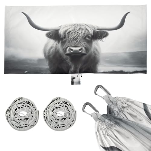 Haskirky Highland Cow Camping Hammock, Single Portable Hammocks with Tree Straps & Attached Carry Bag, 330Lbs Capacity Perfect for Outside Indoor Hiking Beach Backpack Travel