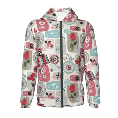 Little Flowers in Retro Kid Hoodies Boys Zip Up Sweatshirts Girls Pullover with Pocket2