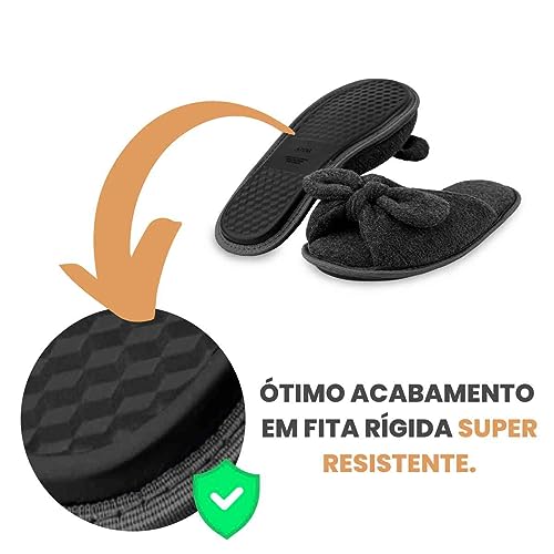 Pantufa de Laço Antiderrapante Super Resistente 100% Poliester Toque Macio a Pele (39/40)
