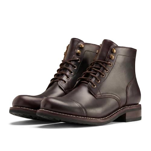 SUREWAY 6" Men's Lace Up Oxford Boots | Cap Toe,Full Genuine Leather Chukka Boots for Men,Classic Derby Style,Comfort Ankle Footwear(Office,Casual,Driving), Brown, 10