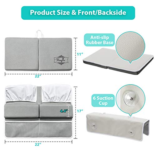 KingSo Bath Kneeler and Elbow Rest Pad Set 1.5'' Thick Baby Bath Kneeling Pad Non-Slip Thick Cushion Quick Drying Bathing Kneeling Mat Bathtub Knee Saver with 4 Mesh Bags 3 Squeeze Toys for Bathing