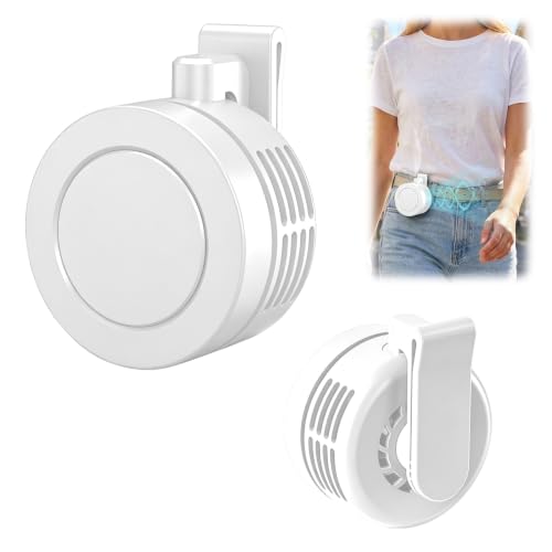 Mini Ventilador Portátil Recargable, Ventilador de Cintura con Clip 3 Velocidades, Sin Aspas Silencioso Manos Libres para Viajes Oficina Camisa, Regalo de Verano para Amantes del Aire Libre (Blanco)