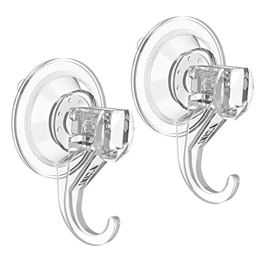 VIS'V Suction Cup Hooks, Small Shower Suction Hooks, Heavy Duty, Removable and Reusable, Clear, 2 Pcs
