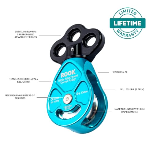 Image of Notch Rook Positioning Lanyard 10 ft. Sterling Tri-Tech Rope, Rook Swivel Pulley, 2 Notch Oval Carabiners, Rope Logic 8mm Black Beeline Eye 2 Eye 30 inch (35681)