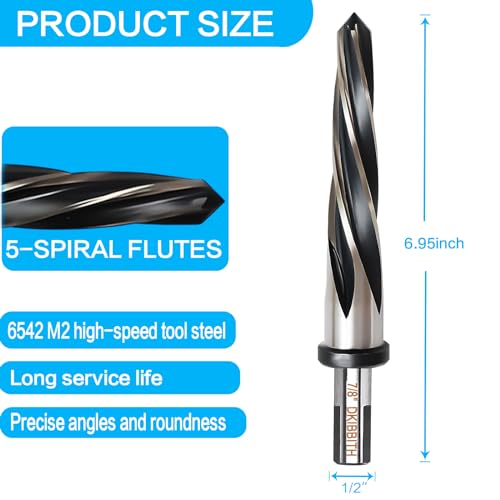 image for DKIBBITH 7/8” Bridge Construction Reamer Drill Bit, M2 HSS Taper Chu
