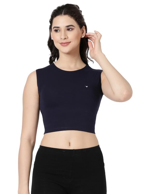 blossom Women's Sleeveless Round Necked Crop Top Crafted with 95% Cotton and 5% Elastane_Tank Top - Pack of 1-picture-33