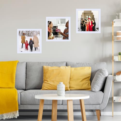 Image of JCJMY 5x5 Picture Frame White for Wall Hanging or Tabletop, Wall Mounting Horizontally or Vertically, 5 x 5 Square Wall Gallery Poster Photo Frame with Shatter Resistant Plexiglass, White
