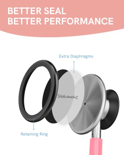 Image of FriCARE Dual Head Stethoscope - Stethoscopes for Nurses, Medical Nursing Students, Paramedics /EMT /LVN /VNA Backup Estetoscopio, Aurora Pink Tube, Stainless Steel Chestpiece