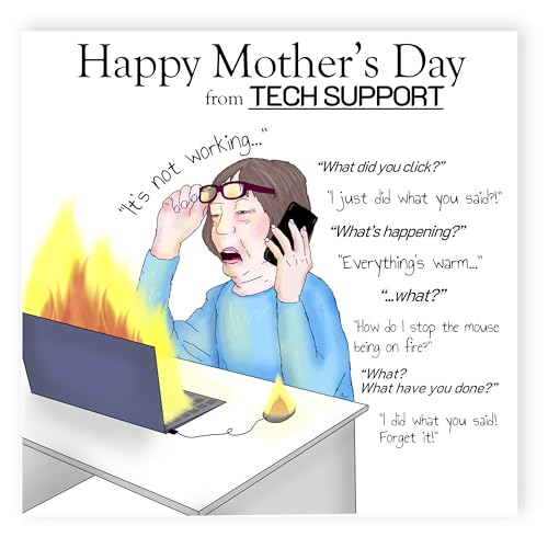 NotNiceThings Funny Mothers Day Card, Tech Support, Card from Son, For Mum, Cheeky Cards, Rude Cards for Mum, From Daughter, Computer