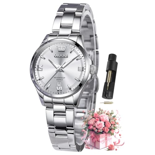Image of OLEVS Watches for Women Luxury Elegant Stainless Steel Waterproof Luminous Diamond Women's Fashion Watch Ladies Watches for Small Wrists