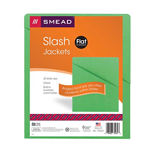 Smead Slash Jacket, Letter Size, Green, 25 Per Pack (75432) #TOP3