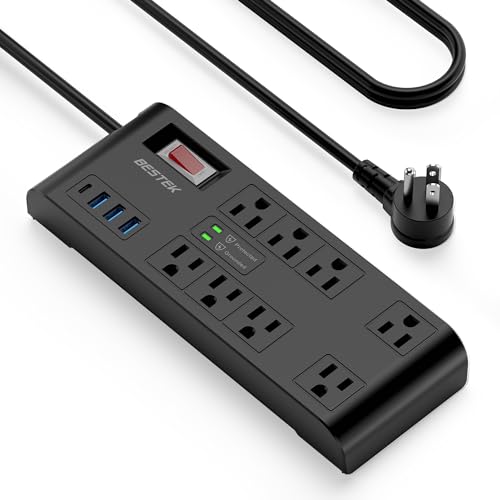BESTEK 4,000 Joules Surge Protector with USB,6 Feet Extension Cord Power Strip with 8 AC Outlets 15A...