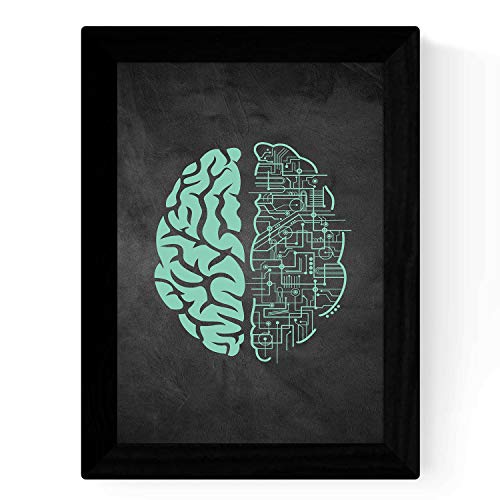 Nacnic Lámina Verde-Azul de Conexion Cerebral en tamaño A3 Poster con Fondo...