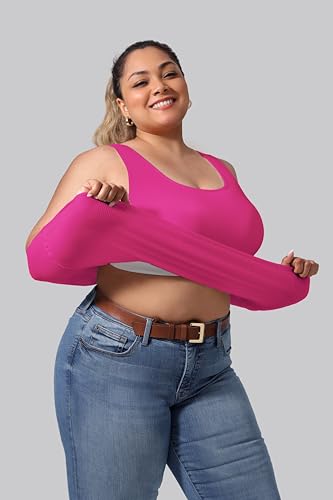 Image of Plus Size U-Back Casual Workout Tank Tops for Women with Built-in Bra, Padded Racerback Gym Athletic Yoga Tops