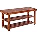 Deuba Schuhbank Schuhregal mit Sitzfläche Sitzbank Holz 3 Ebenen 90 x 46 x 32 cm Akazie Massiv Schuhablage Holzregal Bad