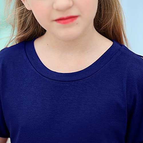 Image of GORLYA Girls Slit Sleeve Tie Knot Cuff Knit Tunic Top 4-14Y | Seamless knit, cold shoulder slit sleeves with tie-knot cuffs, solid & stripe options, ideal for school and casual outings.