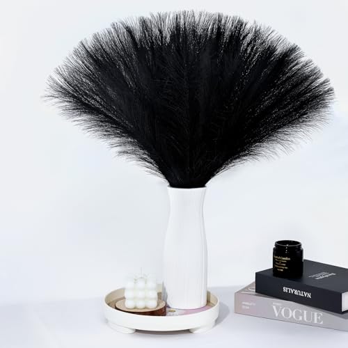 MUUNC Black Pampas Grass Decor 30 Pcs 21.7 Inch Faux Pampas Grass Bulk Artificial Dried Flowers Small Vase Filler Pompas Grass.
