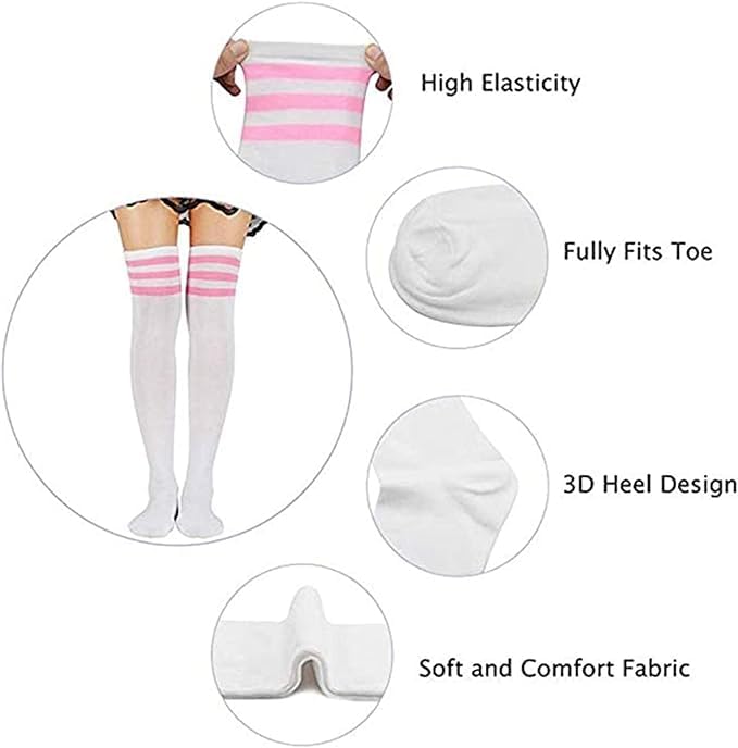 Image of Century Star Thigh High Socks Long Over Knee High Socks for Women Casual Athlete Striped Knee High Stocking