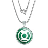 GRAPHICS & MORE Green Lantern White Logo 0.75' Pendant with Sterling Silver Plated Chain