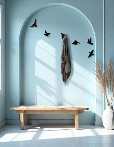 Image of Oslen Set of 6 Self-Adhesive Cute Bird Wall Hooks Key Holder & Clothes Hanger - Heavy-Duty Wall Hangings, Waterproof & Drill-Free - Strong Towel, Coat, and Kitchen Hooks for Bathroom and Kitchen