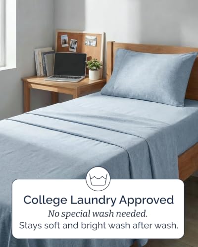Image of Duvet Cover Twin /Twin XL - 2 Piece Set, College Dorm Room - Heathered Blue