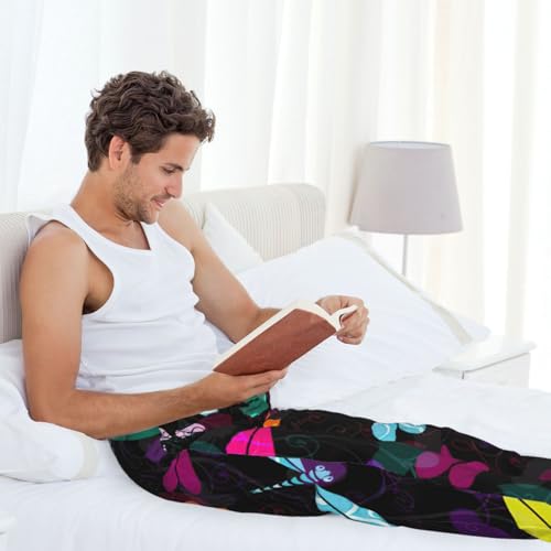 Pantalon de pyjama imprimé libellule en polaire douce décontracté - 7
