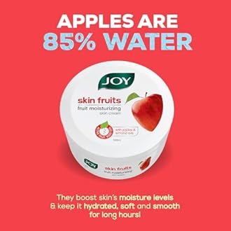 Joy Skin Fruits Moisturizer for Dry Skin (500ml), Cold Cream for Winters, With Apple, Jojoba & Almond Oil | Quick Absorbing & Non Sticky Moisturizer for Face, Hands & Body | For Healthy, Soft & Glowing Skin