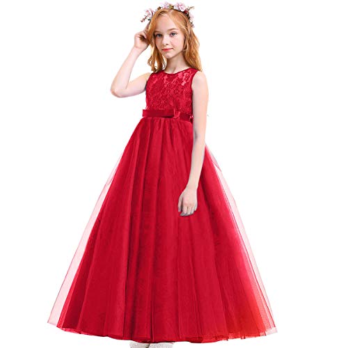IBTOM CASTLE Big Girl Vintage Lace Junior Bridesmaid Dress Dance Ball Christening Pageant