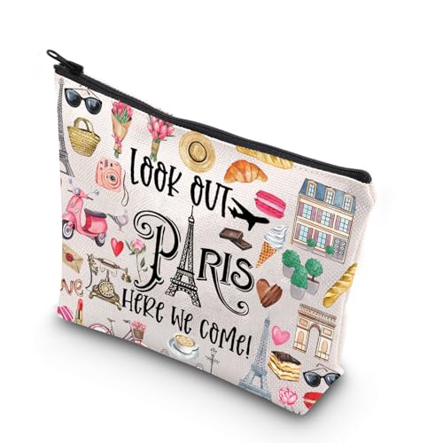 MYSOMY Paris Themed Makeup Bag Paris Trip Gifts Paris Travel Bag ...