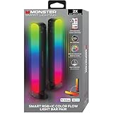 Monster Smart LED Light Bars 2 Pack, RGB+IC Multi-Color Razor Chroma TV & Gaming Wi-Fi Light Bars, Dimmable, Sound Reactive, Multi Position, App & Voice...