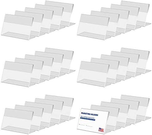 Daletu Mini Acrylic Sign Holder, 30 PCS 3.14" X 1.96" Clear Plastic Table Top Name Card Price Tag Lable Display Stand