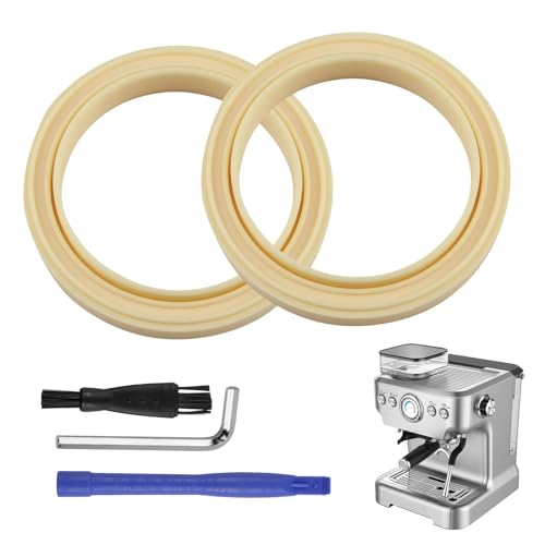 2Pcs Coffee Machine Brew Group Head Seal Gasket for Breville Sage Espresso Machines 870/878/880/500 Leak-Proof Replacement Seal Kit with Hex Wrench, Pry Bar, Brush